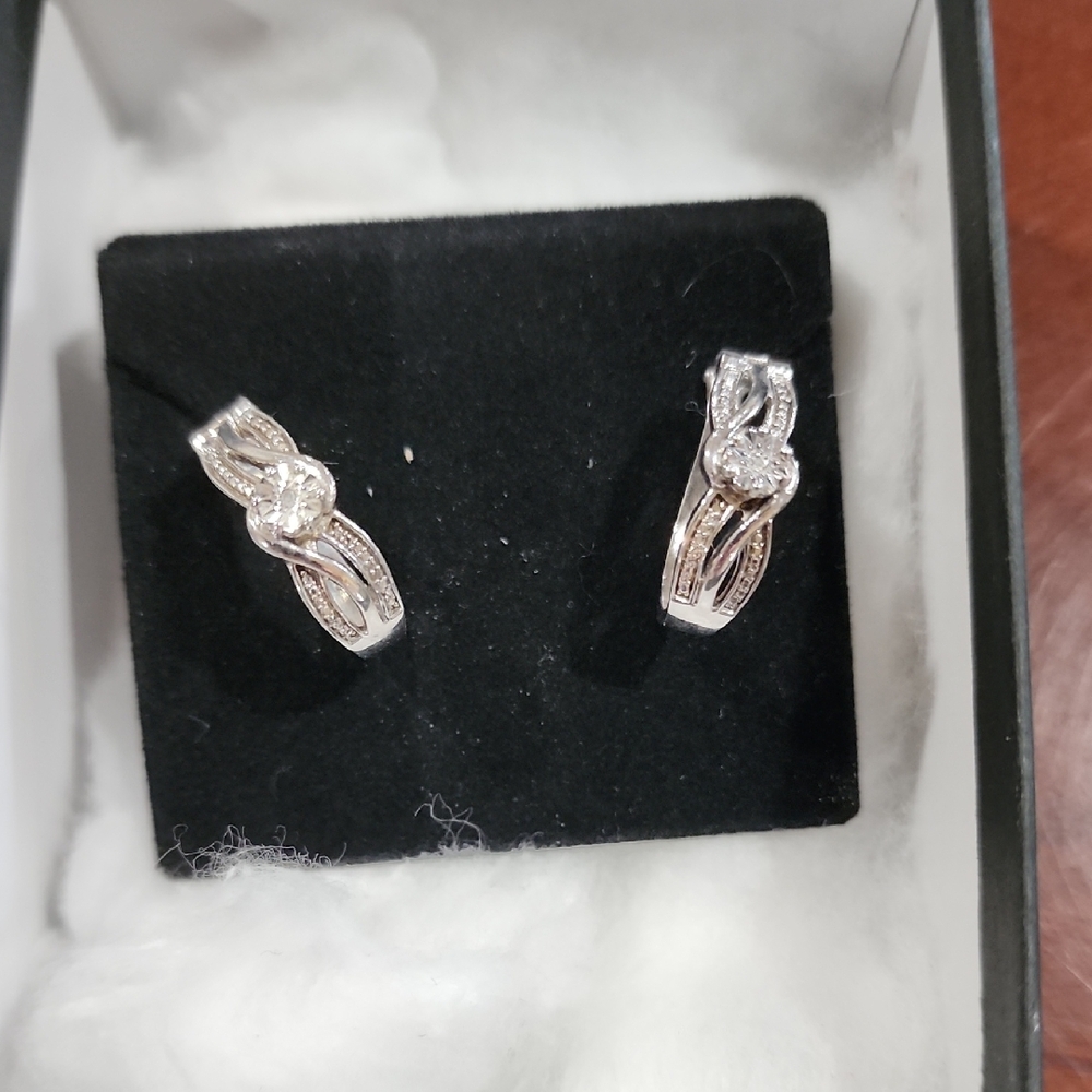 Online ExclusiveDiamond Accent Bypass Split Row Hoop Earrings in Sterling Silv